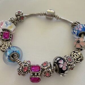 Silver tone Charm Bracelet - 15 charms included summer theme New no tag